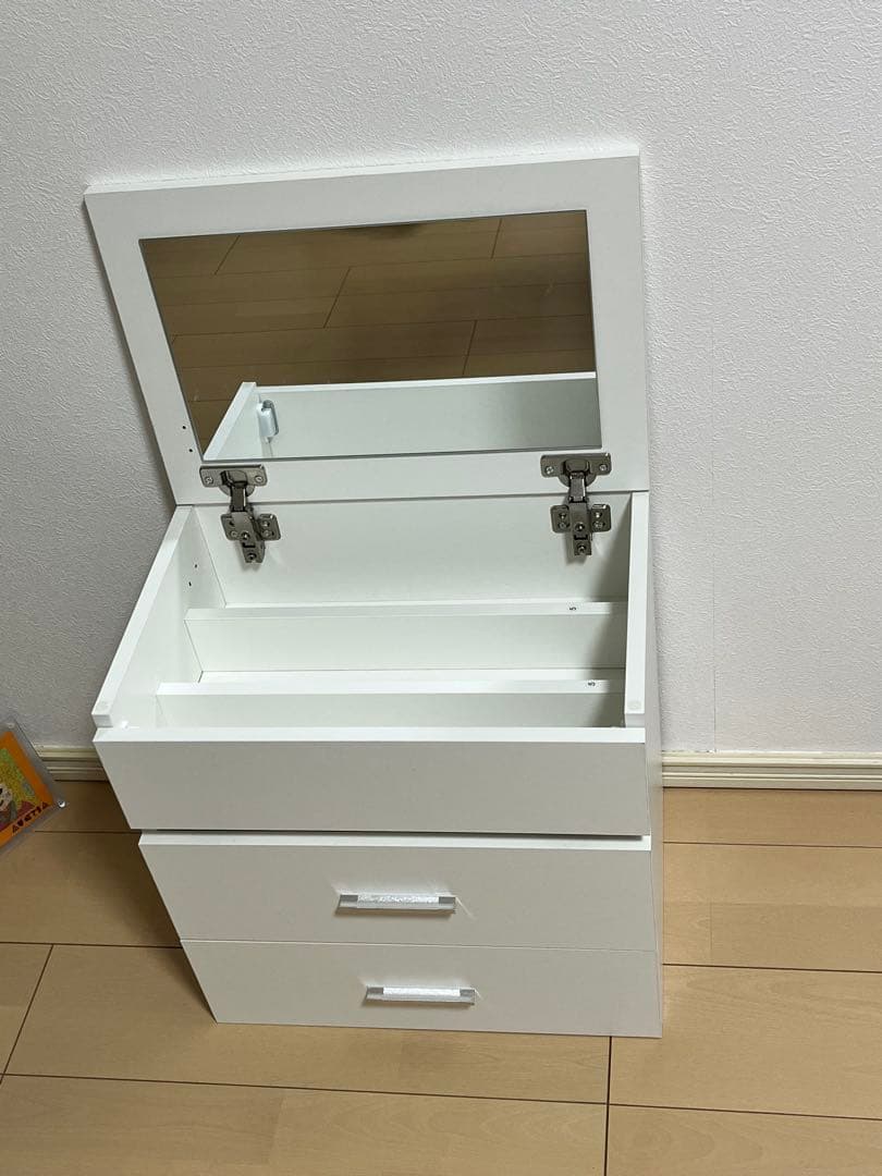 メイクワゴン　ホワイト ドレッサー ミラー付き 収納　キャスター付き