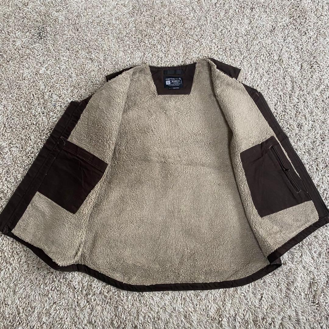【限定割引】Carhartt US企画 ダックベスト 裏ボア ダークブラウン L